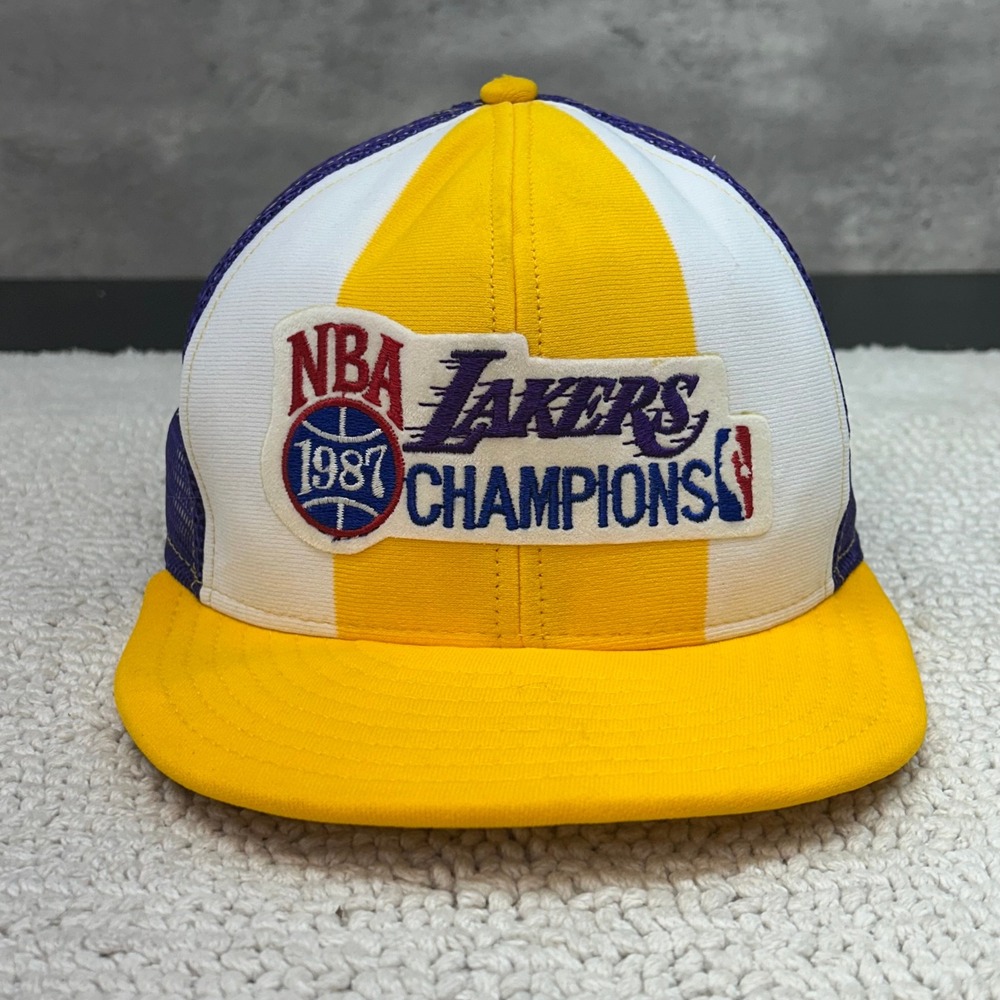 80s Vintage Los Angeles Lakers Mesh Snapback Trucker Hat OSFA NBA Champions